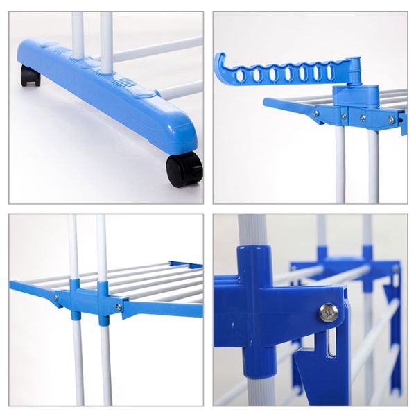 Adjustable 3 Layers Foldable Clothes Drying Rack Stainless Steel Frame