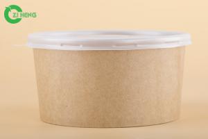 China PE Lined Paper Food Bowls For Salad / Pasta PP White Lid 100% Eco Friendly on sale