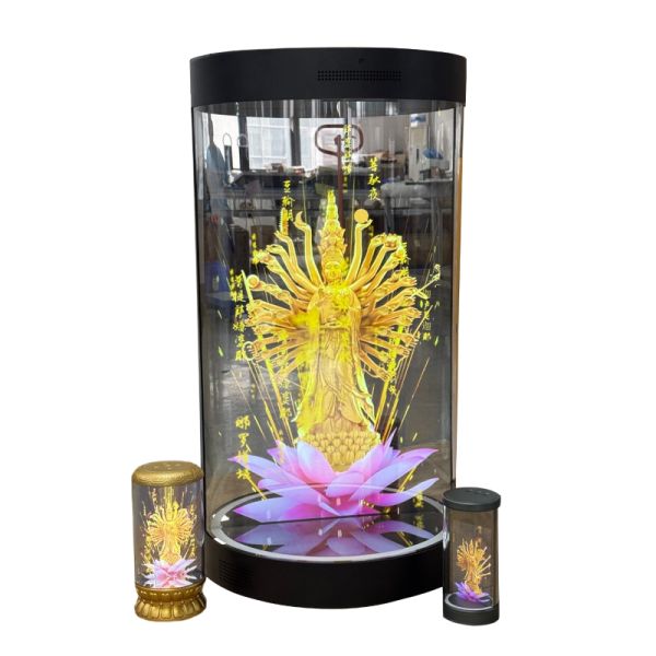App-Controlled Indoor Advertising Holographic Fans Lightweight Metal Construction 3D Floor Stand for Hologram Equipment
