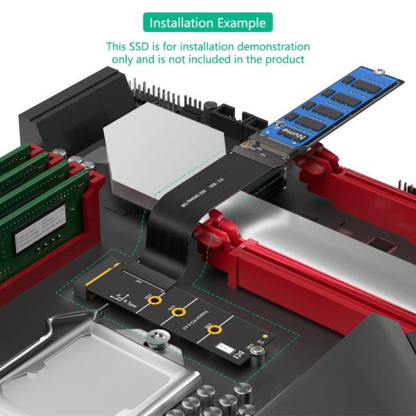 90 Degree M.2 NVMe SSD Extension Cable 64Gbps High Speed