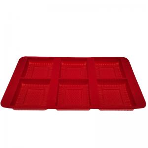 China Red Velvet Plastic Blister Tray Six Compartments Blister Pack Tray For Snacks on sale
