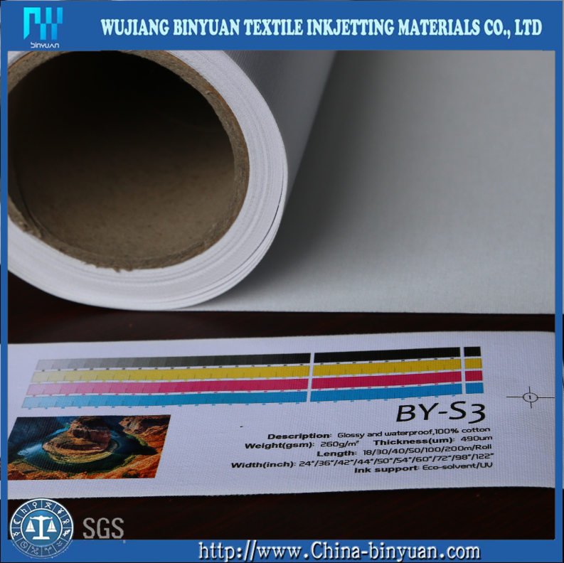 BY-S3 glossy stretched printing canvas roll for art