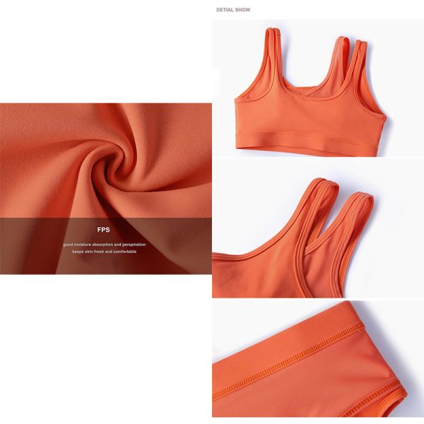 Mesh Stitching Strappy Back Sports Bra Girls Elastic Bottom Padded Crop Top