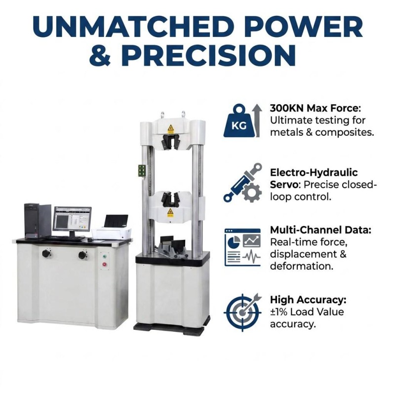 Double Column Hydraulic Universal Tensile Testing Machine Metal Rebar Tensile Compression Bending Tester