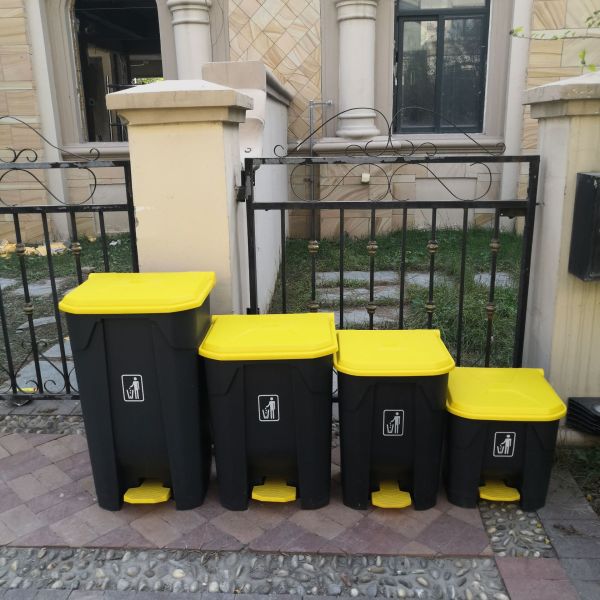 100L Outdoor Large Commercial Plastic Trash Can Household Trash Can with Lid Office Foot-operated Trash Can