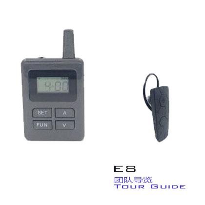 Ear Hanging Audio Guide Model E8 Black Wireless Microphone portable transmitters