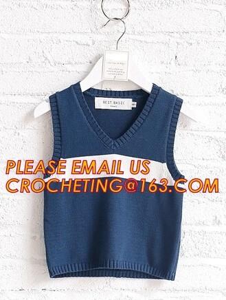 Quality Hot sale sleeveless, hand knit baby boys stylish sweaters, Fashion clothing kids knit vest pattern child sleeveless swea for sale