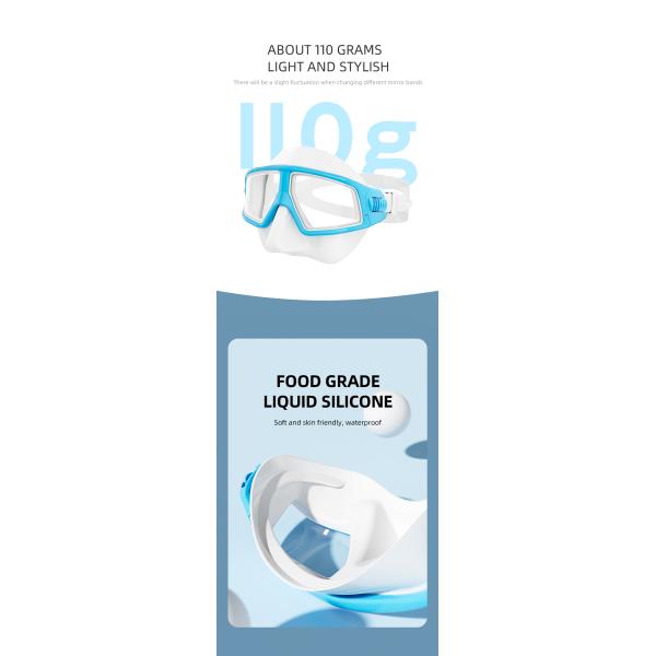 Resin Lens Silicone Scuba Diving Defogging Snorkel Mask Lightweight For Adults