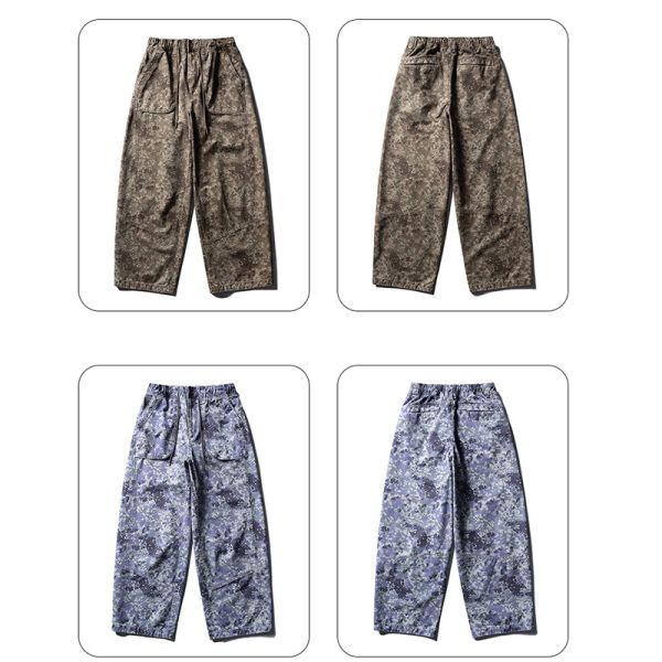 Custom Logo Sweatpants Canvas 100% Cotton Windproof Breathable Cargo Pants Men Loose Wide Leg Tactical Elastic Waist Workwear