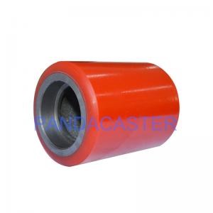 China Polyurethane / PU Pallet Truck Roller Wheels Red 80*93mm on sale