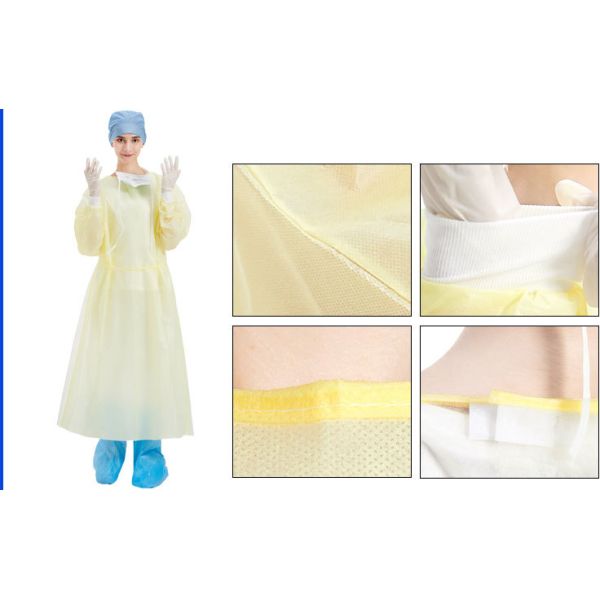 48g Semi-Coated PP+PE Disposable Isolation Gown with Fluid Protection and ISO Certified Manufacturer