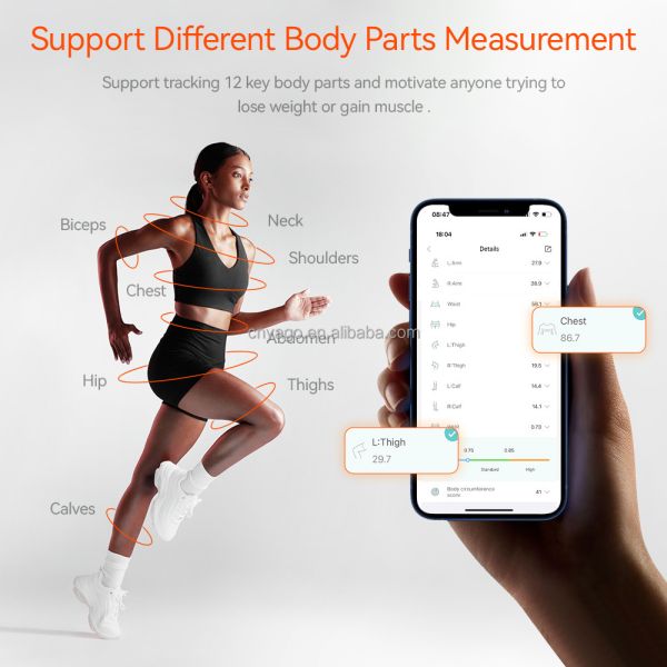 Smart Bluetooth Body Measuring Tape with ±0.2% Accuracy, Rechargeable Type-C & LED Display for Precise Measurements