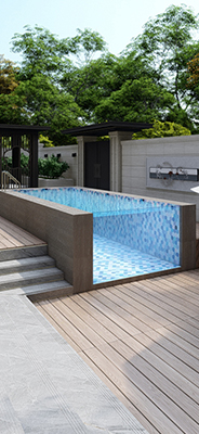 Endless Pool Shipping Container Swimming Pool with Rectangular Fiberglass Pool and Spa