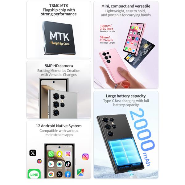 4G Mini Smartphone 4.0 Inch Display Android 12 Dual SIM 2+16GB ROM 5MP Front and Rear Camera