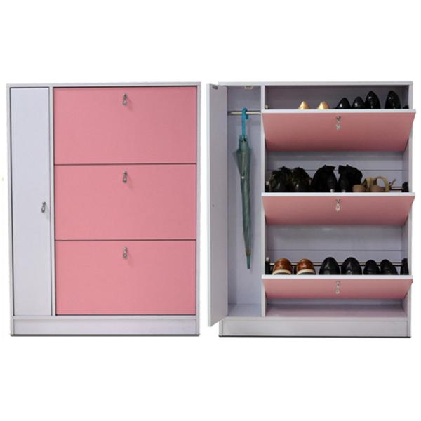 Pink Umbrella Storage Adjustable MDF Mirrored Shoe Cabinet