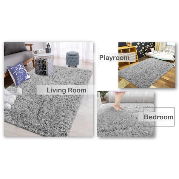 Blue Fluffy Tie-dyed Bedroom Living Room Area Rug Luxury Hotel Center Carpet Customized Size