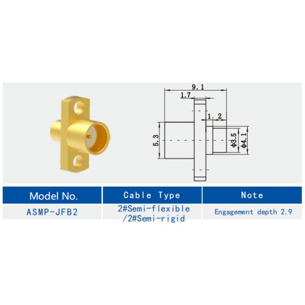 High Performance ASMP Female Cable Connector for 2 # Semi-flexible / 2 # Semi-rigid Cable