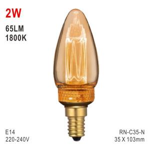 China 2W E14 LED C35 Bulb, Deco Light, Fashionable Glass Bulb, Warm White Lamp, LED Candle on sale
