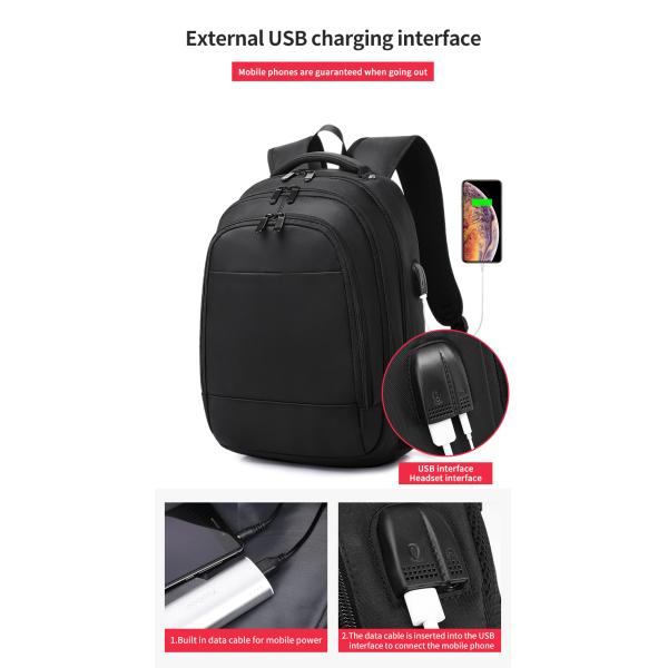 High quality products customized logo waterproof black Laptop Backpack men business Backpack