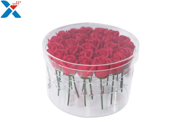 Quality Acrylic Flower Box Clear Waterproof 25 Holes Round Shape For Gift for sale