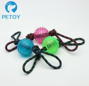 China Lightweight Plastic Dog Ball With Rope Interactive Dog Toy For Heavy Chewers on sale
