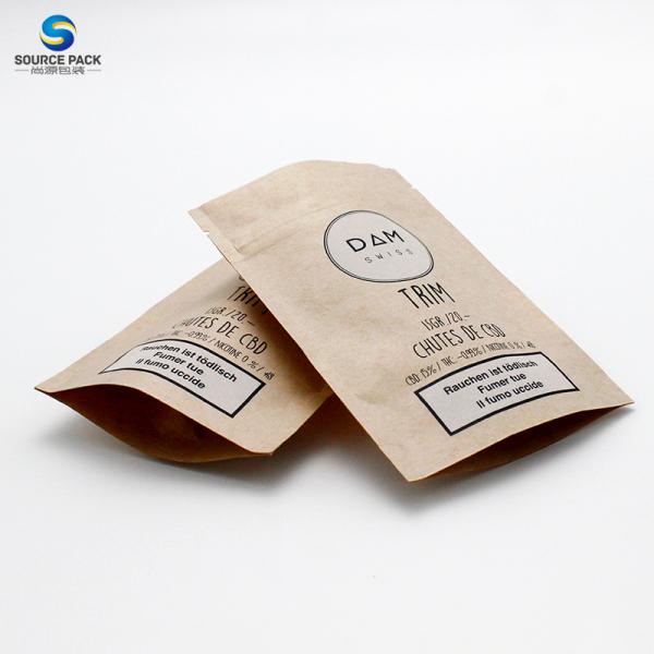 Biodegradable Custom Weed Packaging Kraft Paper Stand Up Pouch