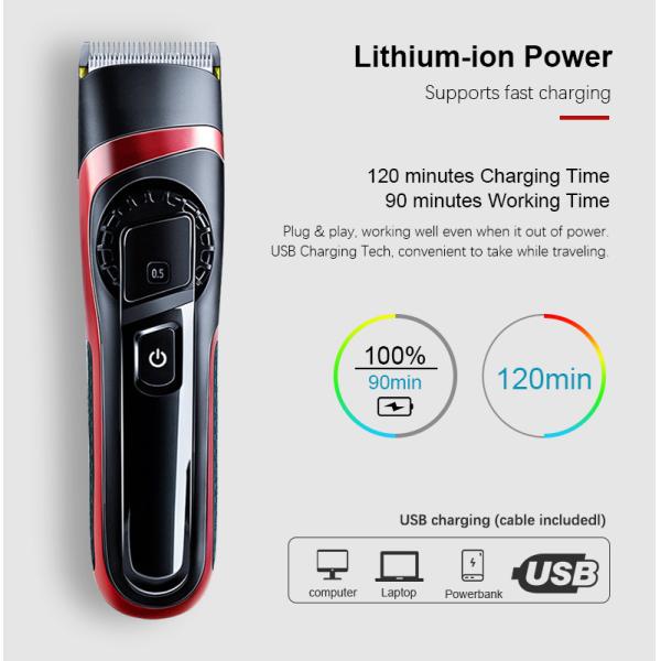 100% Waterproof Cordless Hair Trimmer LED Display Pro Home Barber Kit