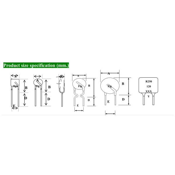 250V PPTC Resettable Fuses 250V-050U 250V-060U 250V-080U 250V-100U Multiple Models For Program Controlled
