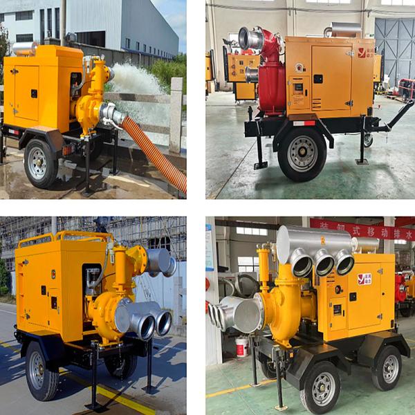 Trailer Mounted Water Pump Set Solid Handing 76mm Single Stage Pump Diesel Engine Self Priming Pump