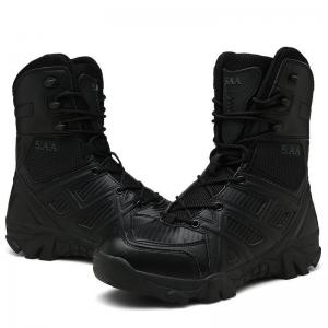 Buy cheap High Quality Leather Combat Tactical Boots Waterproof High Top  Black Genuine Leather Tactical military Boots for Men product