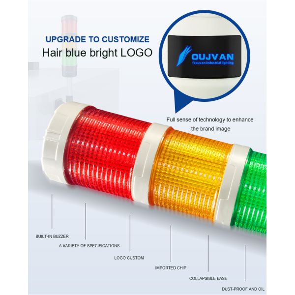 Tri Colors LED Signal Tower Light With Built In Buzzer And Working Temperature 50000C For Machine Tool