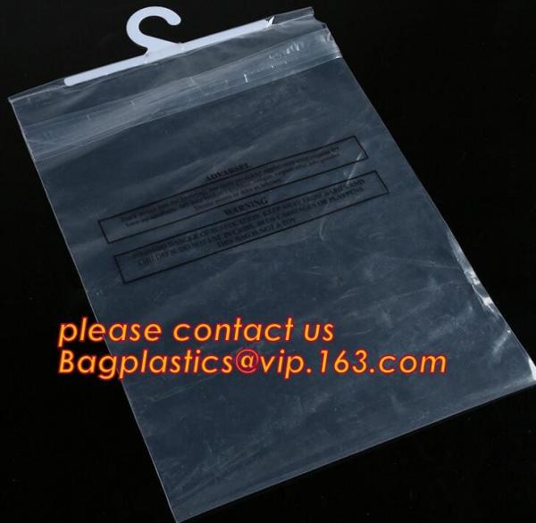 Custom printing eva material underwear cloth garment bag with hanger hook,EVA packaging bag button type pressed with the