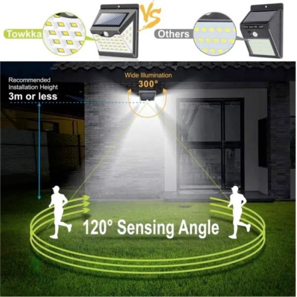 20w Waterproof Solar Outdoor Wall Lights With Sensor SMD Garden Light