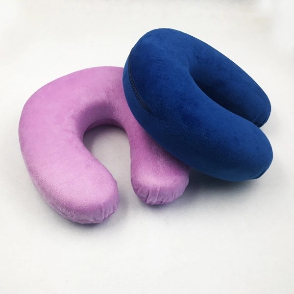 Fashion U Shaped Memory Foam Airplane Pillow Customized Color Without Button