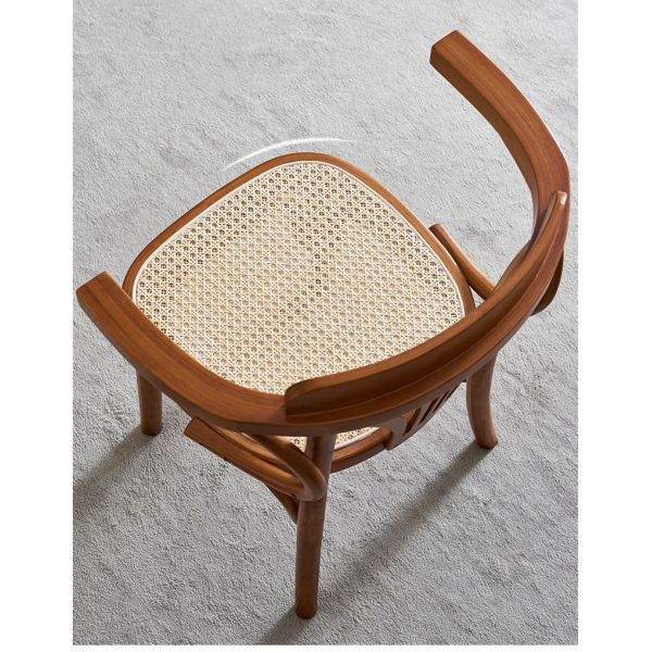 Modern Dining Chair Nature Rattan Coffee Chair Solid Wood Armrest Chairs