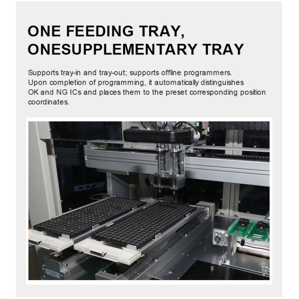 KR42-2500REV Electric Tray IC Programming machine | No Air Source Required | 4 Stations ±0.03mm for QFP/QFN/SOP/BGA