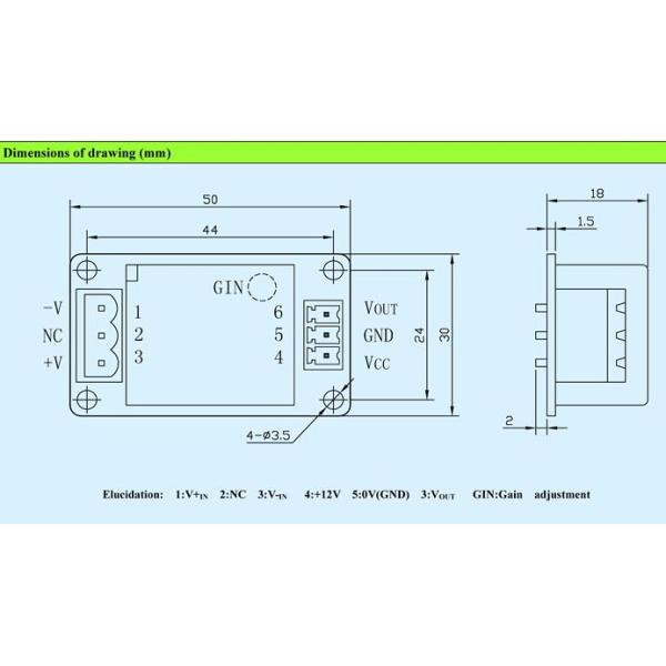 PCB Mounting Hall Effect Voltage Sensor Fast Response Time VS1000AT2-P