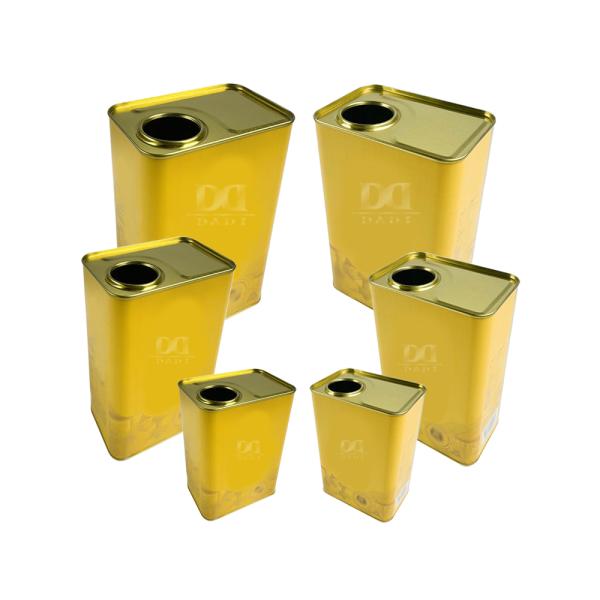DADI 1L-2L Empty Metal Tin Cans Plastic Spout Rectangular Bottle, Food Oil Can Support Customized Printing