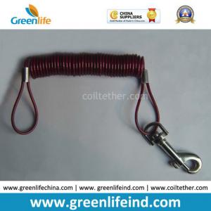 China Strong Stainless Steel Coil Secure Lanyard Cable Red Color on sale