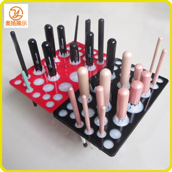 28 holes red rectangle acrylic brush dryer for makeup brush drying