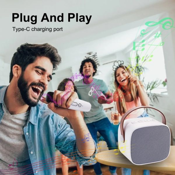 Mini Portable Bluetooth Speaker With Mic Audio Home Family Singing Karaoke Wireless Speaker