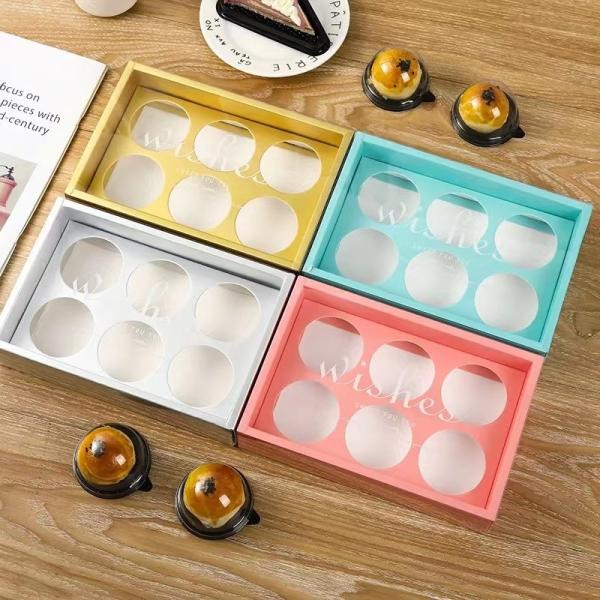 CMYK PMS Recycled Paper Gift Box 6 Compartment Cupcake Container