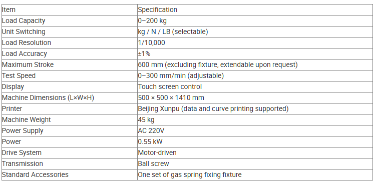 Single-arm Structure Spring Force Testing Machine Gas Spring Compression Tester