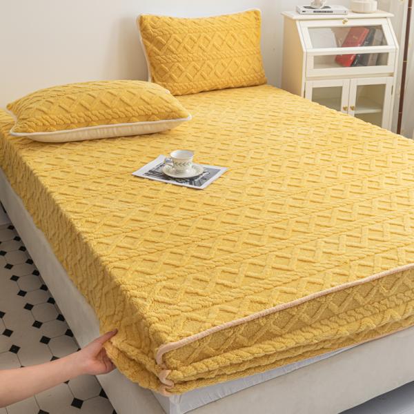 Single Piece Winter Warm Coral Velvet Bed Cover With Non-slip Mat Ideal for Home