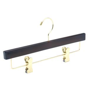 China wooden pants dress skirt undervest laundry hanger rack with gold hook on sale