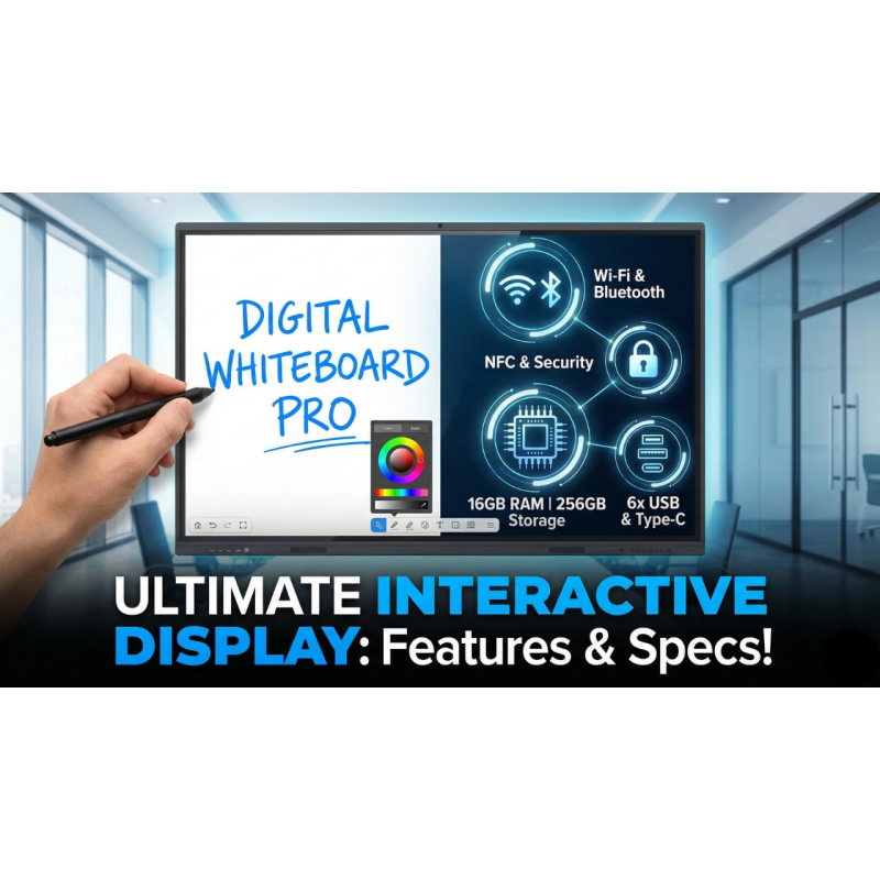 Interactive Touch Screen Whiteboard with 350 Cd/m² Brightness, Transcreen Sharing for 4 Screens, and Super Slim 12.4mm Frame