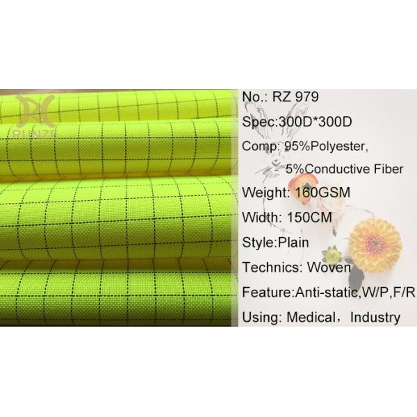 Garments Processing Lining 95% Polyester 5% Anti Static Grid Fabric For Work Wear