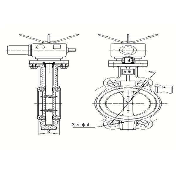 Wafer Ductile Cast Iron Butterfly Valve , 1.6 Mpa Electric Actuated Butterfly Valve