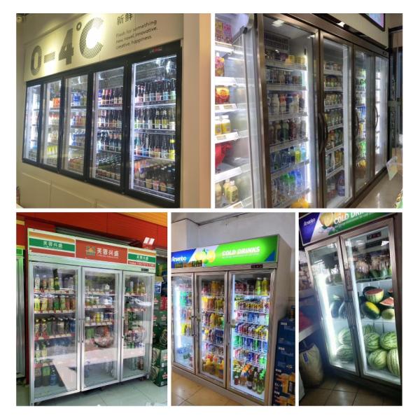 520W LED Commercial Supermarket Refrigerator 1200L With Three Glass Door