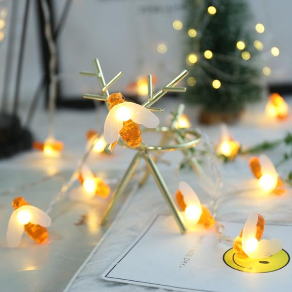IP54 LED Fairy String Lights Solar Honey Bee Lights Garden Decoration